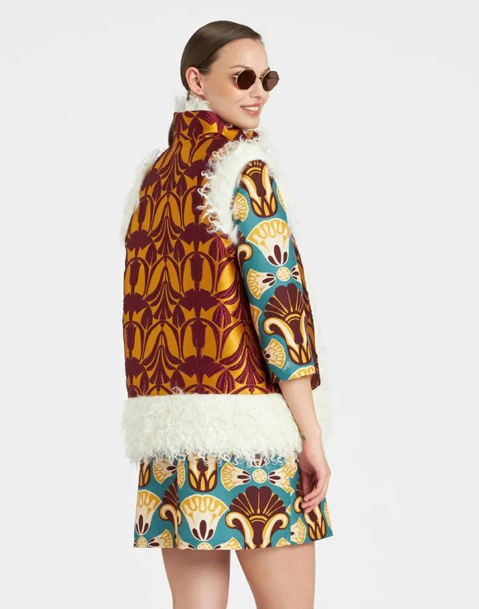 Ready To Wear Outerwear La Double J Sleeveless Folk Jacket Papyrus Gold Ready To Wear Outerwear La Double J Sleeveless Folk Jacket Papyrus Gold