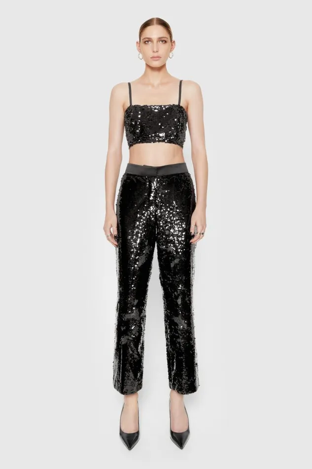 Rebecca Minkoff Bottoms Jane Sequin Trouser Black 8211 Clothing