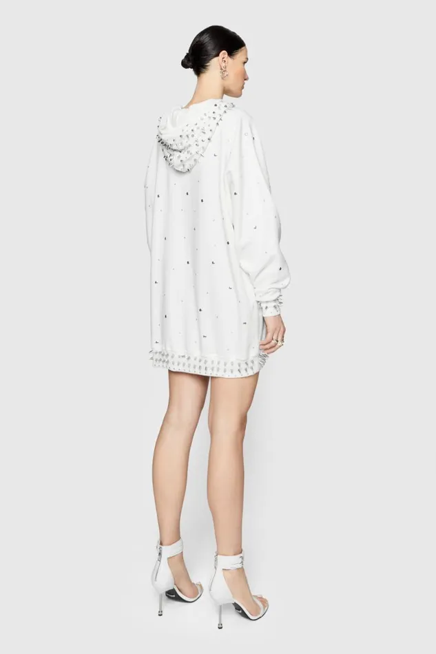 Rebecca Minkoff Dresses Downtown Studded Sweatshirt Dress Alabaster 8211 Clothing