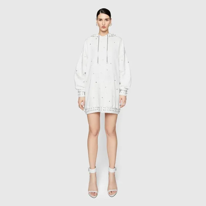Rebecca Minkoff Dresses Downtown Studded Sweatshirt Dress Alabaster 8211 Clothing