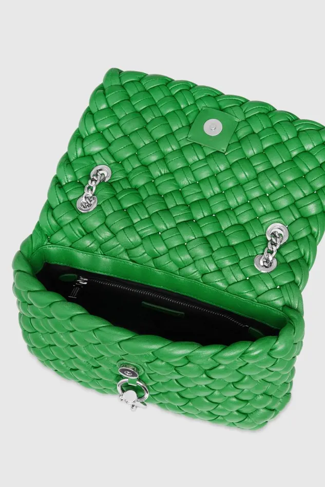 Rebecca Minkoff Shoulder Bags Edie Woven Shoulder Bag Acid Greensilver 8211 Handbags
