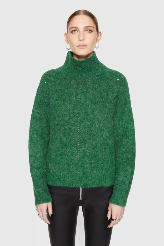 Rebecca Minkoff Tops Caroline Sweater Deep Jade 8211 Clothing