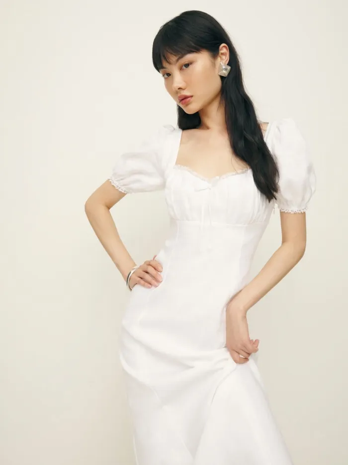 Reformation Dresses Cherise Linen Dress White 8211 Women