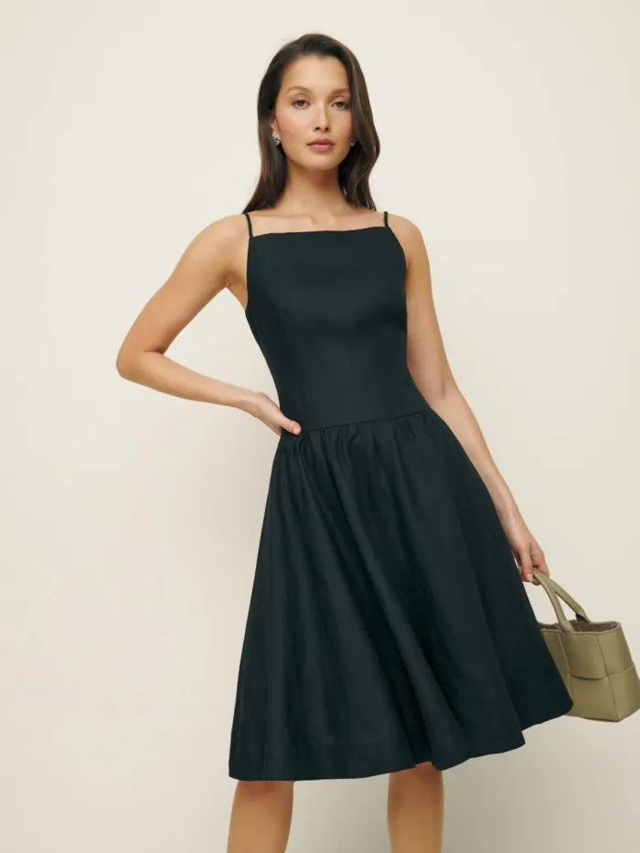 Reformation Dresses Clarabelle Linen Dress Black 8211 Women