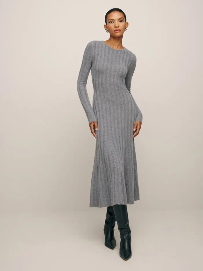 Reformation Dresses Evan Cashmere Sweater Dress Dark Grey 8211 Women