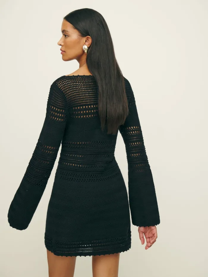Reformation Dresses Inda Open Knit Mini Dress Black 8211 Women