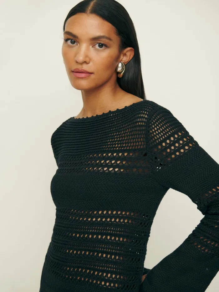 Reformation Dresses Inda Open Knit Mini Dress Black 8211 Women