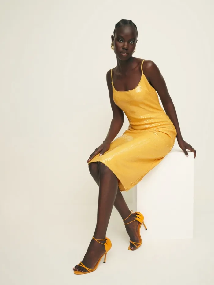 Reformation Dresses Mariska Dress Ochre 8211 Women Reformation Dresses Mariska Dress Ochre 8211 Women