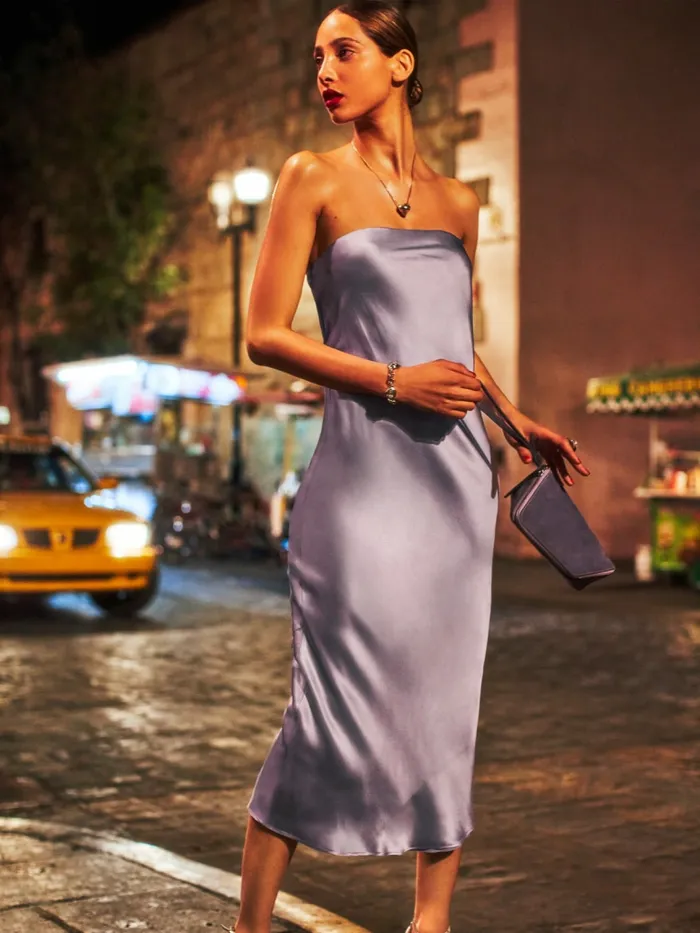 Reformation Dresses Petites Joana Silk Dress Aura 8211 Women