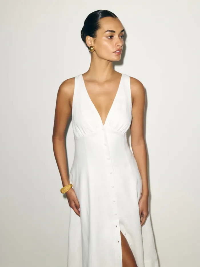 Reformation Dresses Petites Sebastien Linen Dress White 8211 Women Reformation Dresses Petites Sebastien Linen Dress White 8211 Women