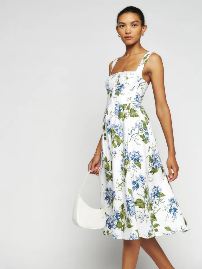 Reformation Dresses Tagliatelle Linen Dress Riviera 8211 Women
