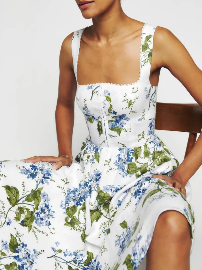 Reformation Dresses Tagliatelle Linen Dress Riviera 8211 Women Reformation Dresses Tagliatelle Linen Dress Riviera 8211 Women
