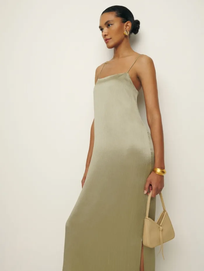 Reformation Dresses Yoshe Dress Cricket Crinkle 8211 Women