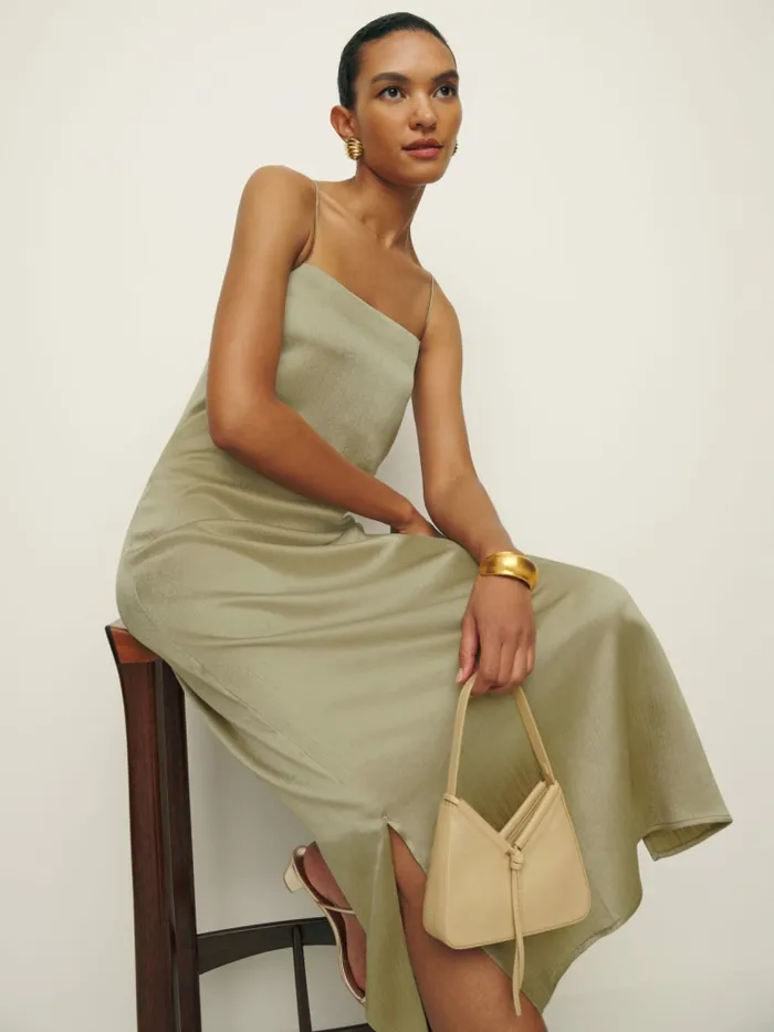 Reformation Dresses Yoshe Dress Cricket Crinkle 8211 Women