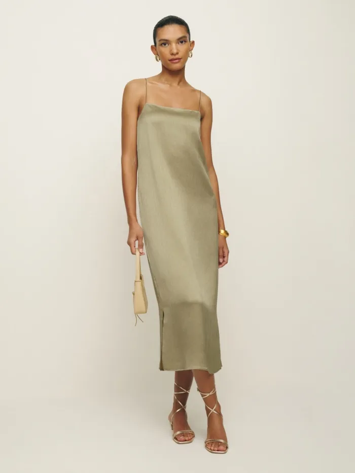 Reformation Dresses Yoshe Dress Cricket Crinkle 8211 Women