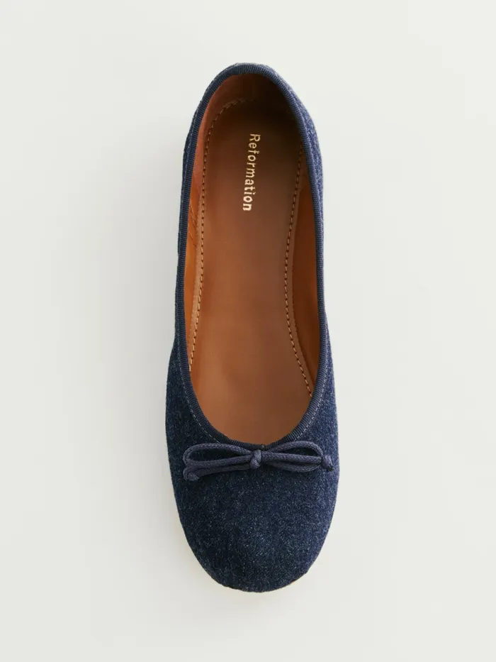 Reformation Flats Apollonia Ballet Flats Dark Denim 8211 Women Reformation Flats Apollonia Ballet Flats Dark Denim 8211 Women