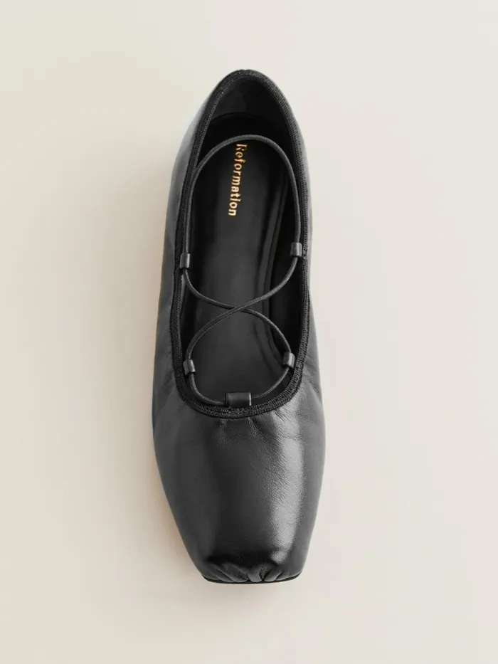 Reformation Flats Barbara Ballet Flat Black Leather 8211 Women Reformation Flats Barbara Ballet Flat Black Leather 8211 Women