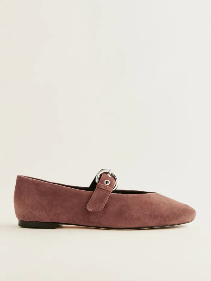 Reformation Flats Bethany Ballet Flat Walnut Suede 8211 Women