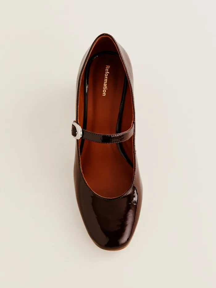 Reformation Heels Max Block Heel Rum Raisin Crinkle Patent 8211 Women Reformation Heels Max Block Heel Rum Raisin Crinkle Patent 8211 Women