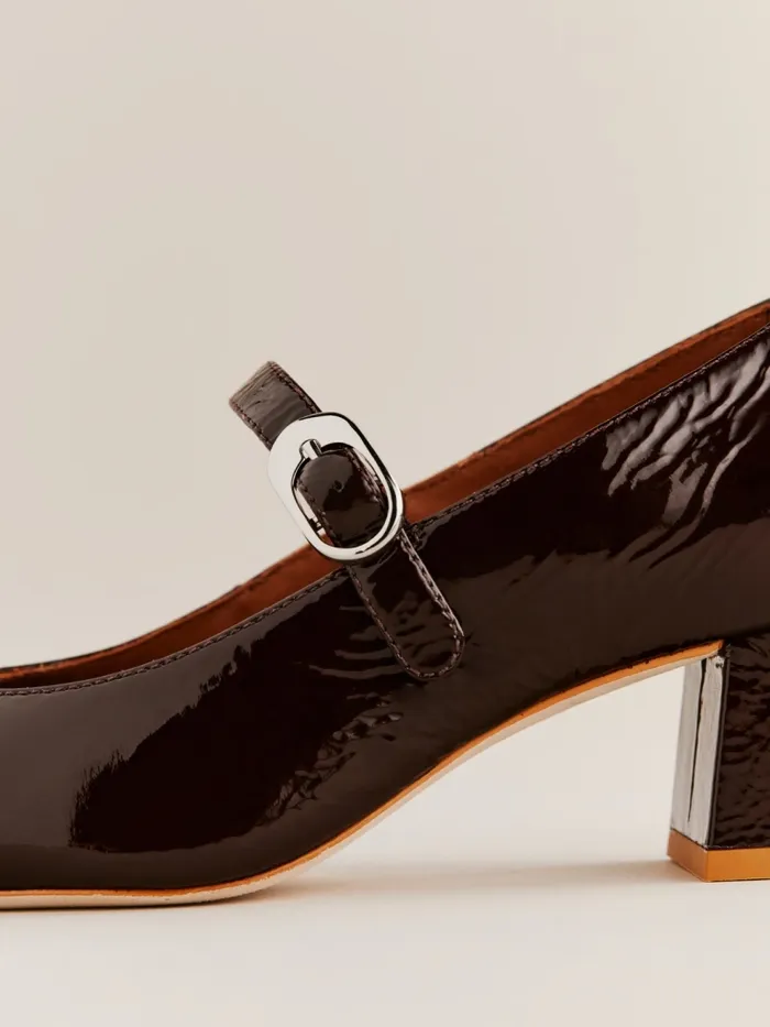 Reformation Heels Max Block Heel Rum Raisin Crinkle Patent 8211 Women Reformation Heels Max Block Heel Rum Raisin Crinkle Patent 8211 Women