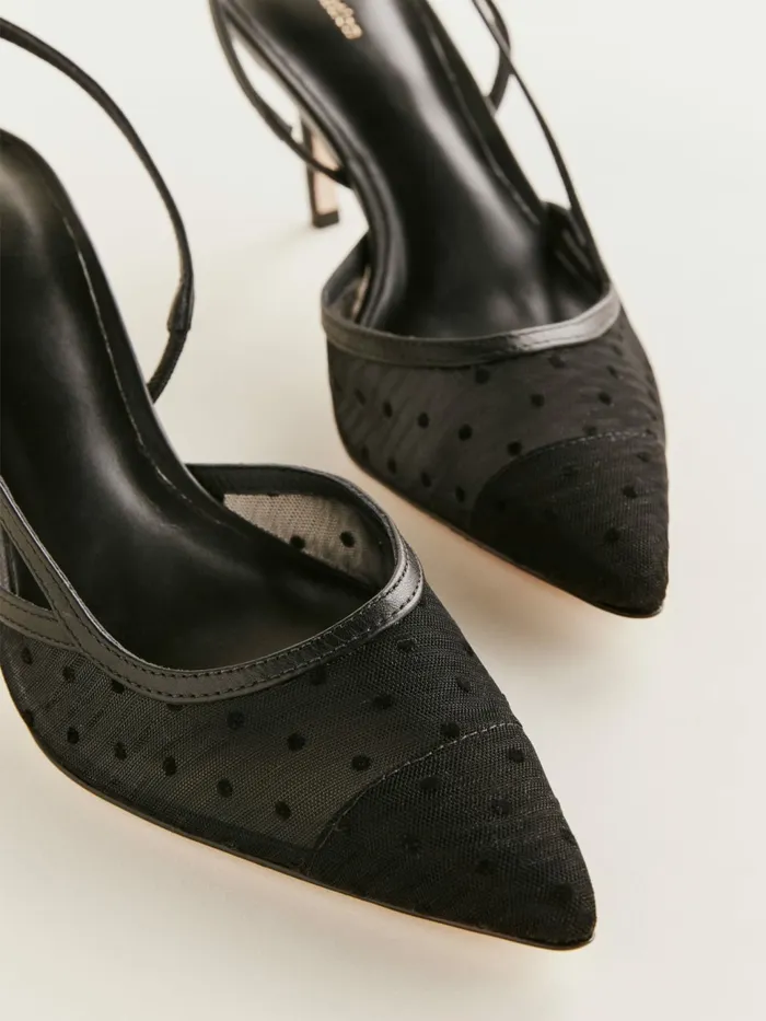 Reformation Heels Whitnee Slingback Heels Black Dot 8211 Women Reformation Heels Whitnee Slingback Heels Black Dot 8211 Women