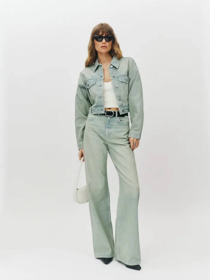 Reformation Outerwear Jori Cropped Denim Jacket Sahara 8211 Women Reformation Outerwear Jori Cropped Denim Jacket Sahara 8211 Women