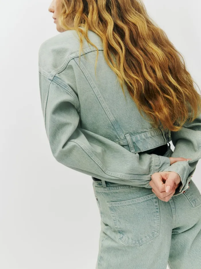 Reformation Outerwear Jori Cropped Denim Jacket Sahara 8211 Women Reformation Outerwear Jori Cropped Denim Jacket Sahara 8211 Women