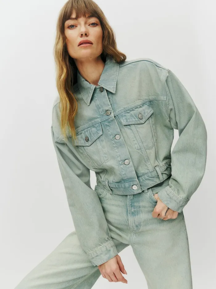 Reformation Outerwear Jori Cropped Denim Jacket Sahara 8211 Women Reformation Outerwear Jori Cropped Denim Jacket Sahara 8211 Women
