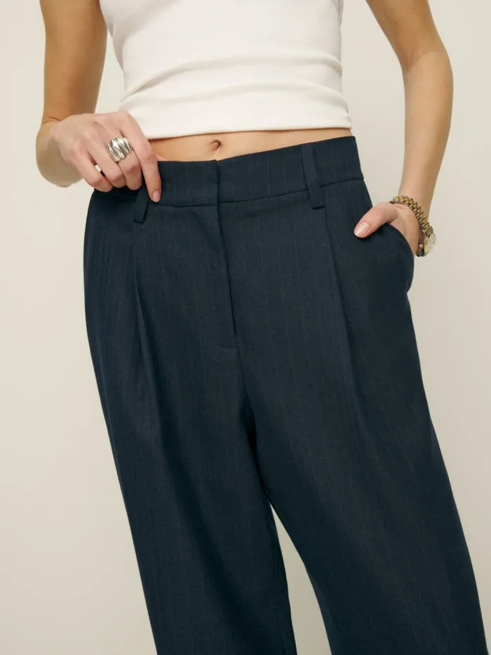Reformation Pants Alex Pant Navy Stripe 8211 Women