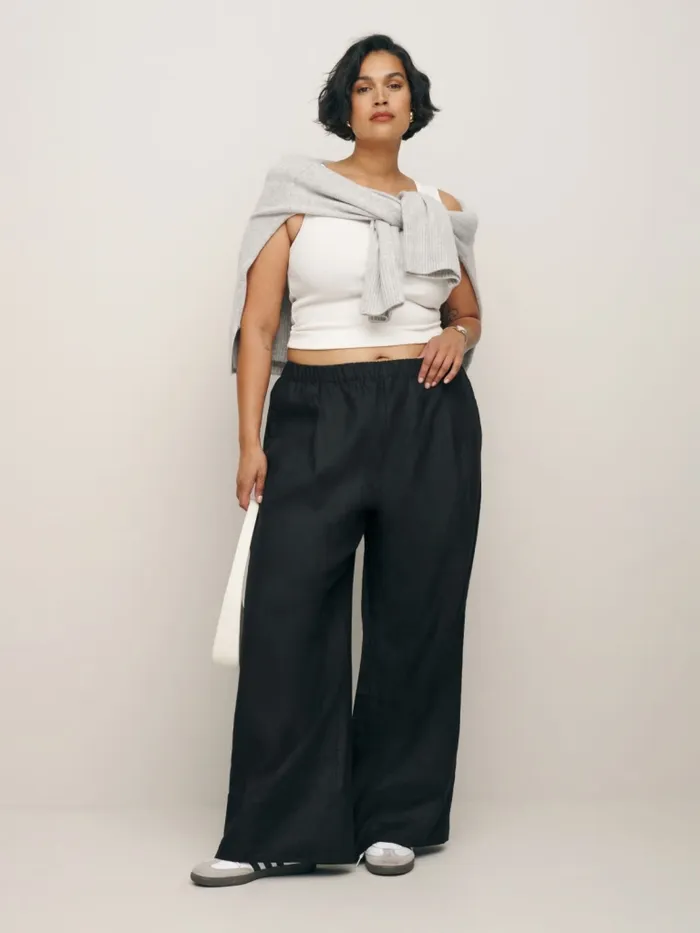 Reformation Pants Fernando Wide Leg Linen Pant Es Black 8211 Women