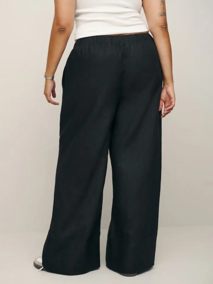 Reformation Pants Fernando Wide Leg Linen Pant Es Black 8211 Women