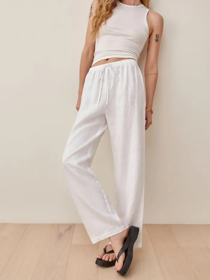 Reformation Pants Petites Olina Linen Pant White 8211 Women Reformation Pants Petites Olina Linen Pant White 8211 Women