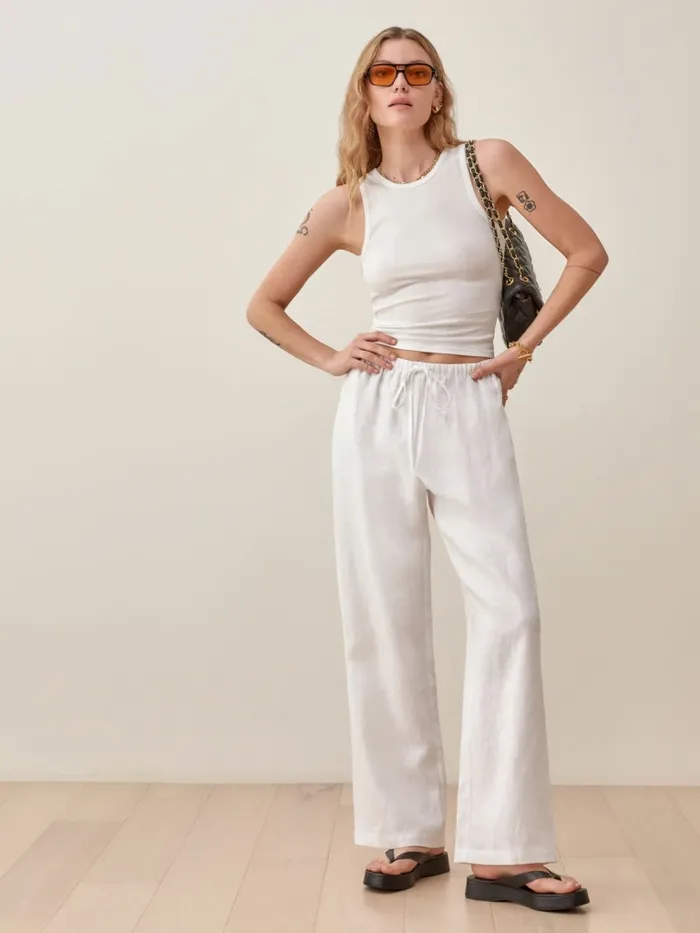 Reformation Pants Petites Olina Linen Pant White 8211 Women Reformation Pants Petites Olina Linen Pant White 8211 Women