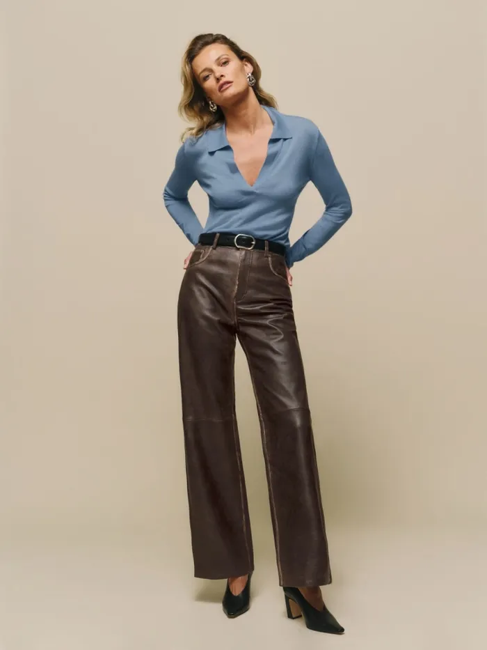 Reformation Pants Veda Kennedy Wide Leg Leather Pant Pit Stop 8211 Women