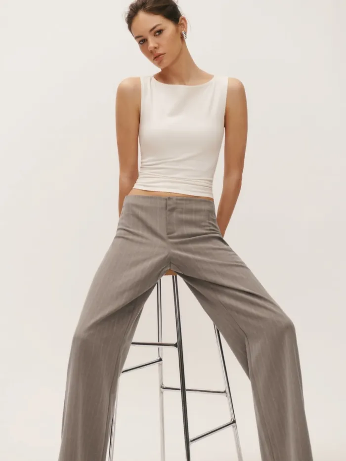 Reformation Pants Vida Low Rise Pant Porcini 8211 Women