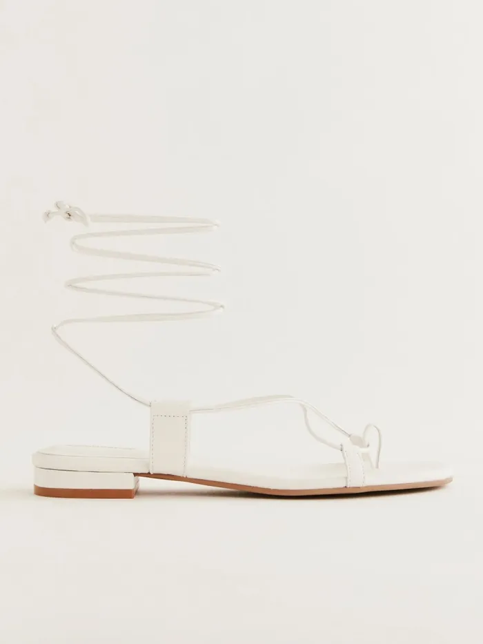 Reformation Sandals Alize Lace Up Flat Sandal White Leather 8211 Women Reformation Sandals Alize Lace Up Flat Sandal White Leather 8211 Women