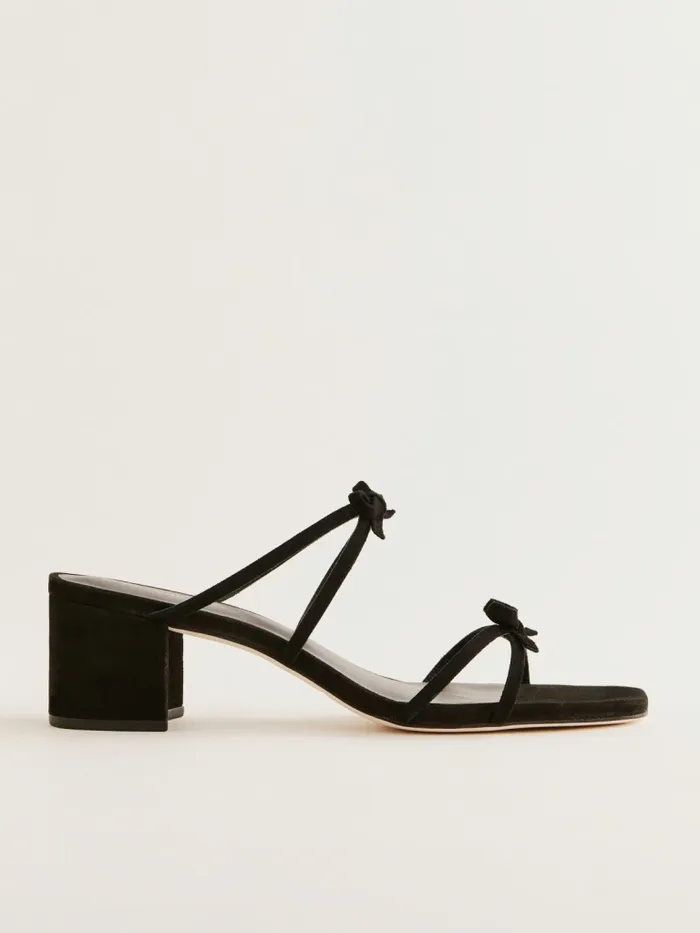 Reformation Sandals Elodie Block Heeled Sandal Black Suede 8211 Women