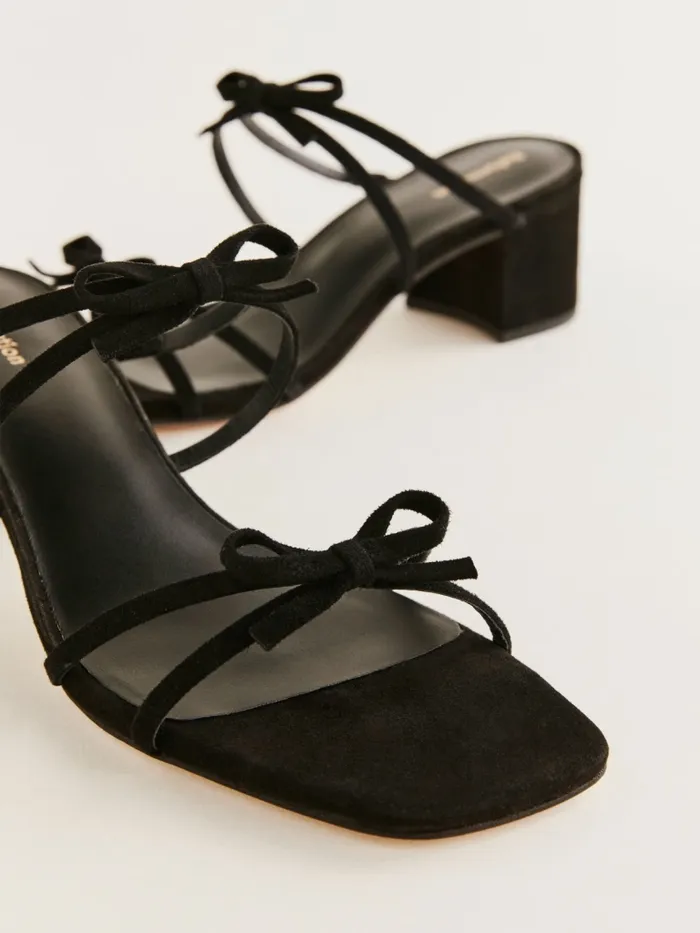 Reformation Sandals Elodie Block Heeled Sandal Black Suede 8211 Women Reformation Sandals Elodie Block Heeled Sandal Black Suede 8211 Women