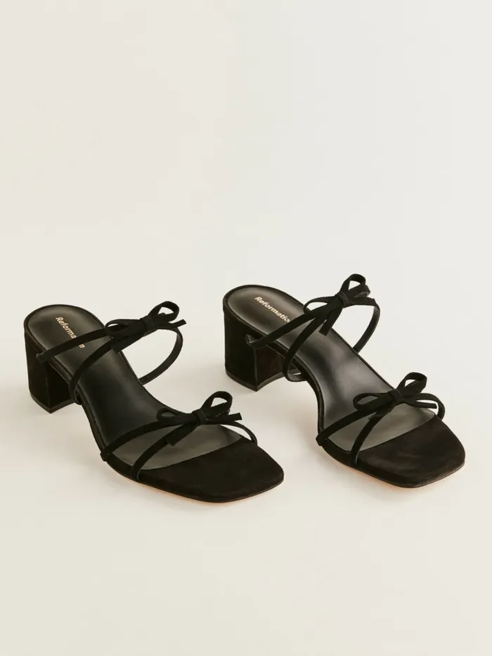 Reformation Sandals Elodie Block Heeled Sandal Black Suede 8211 Women Reformation Sandals Elodie Block Heeled Sandal Black Suede 8211 Women