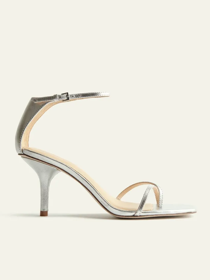 Reformation Sandals Gigi Strappy Mid Heel Sandal Silver 8211 Women