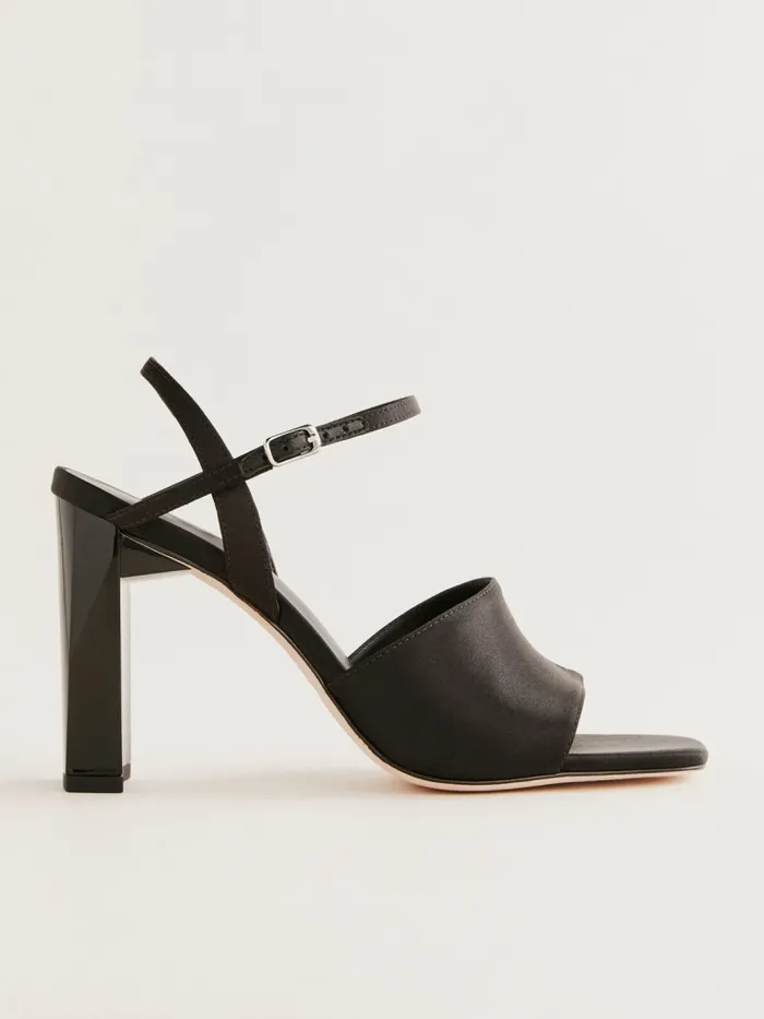 Reformation Sandals Grayson Heeled Sandal Black Satin 8211 Women Reformation Sandals Grayson Heeled Sandal Black Satin 8211 Women