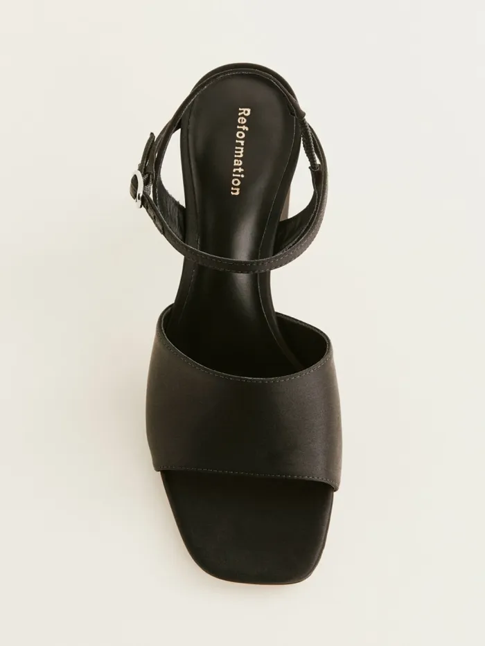 Reformation Sandals Grayson Heeled Sandal Black Satin 8211 Women Reformation Sandals Grayson Heeled Sandal Black Satin 8211 Women