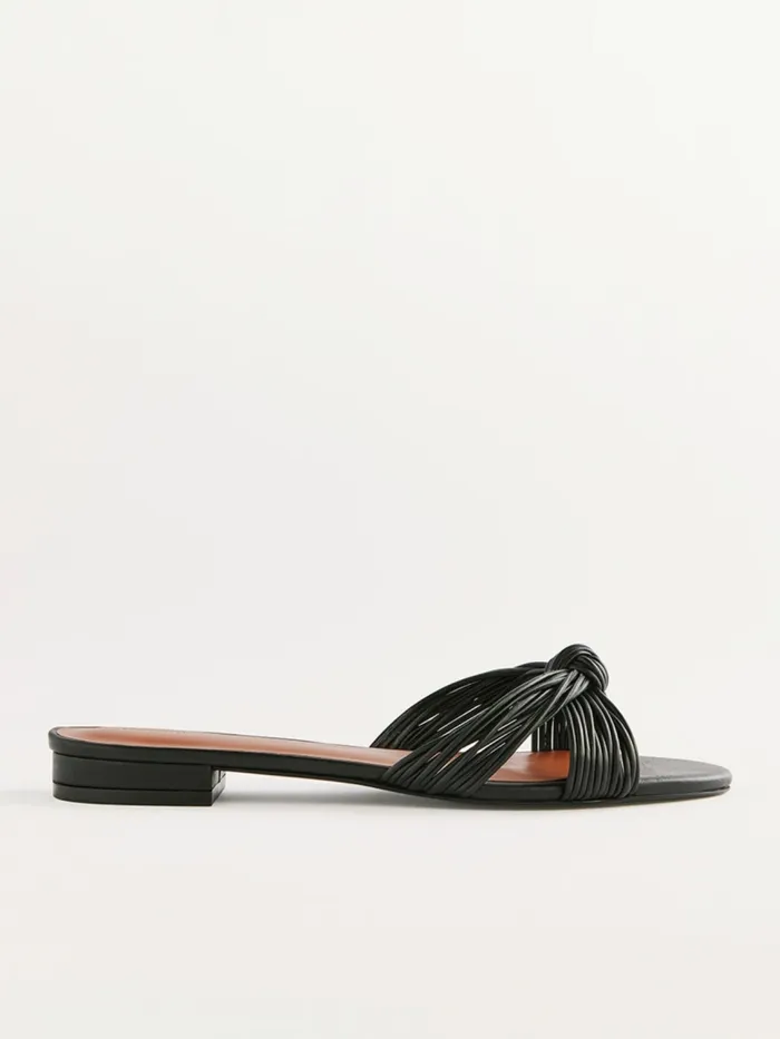 Reformation Sandals Peridot Mignon Knot Flat Sandal Black Leather 8211 Women