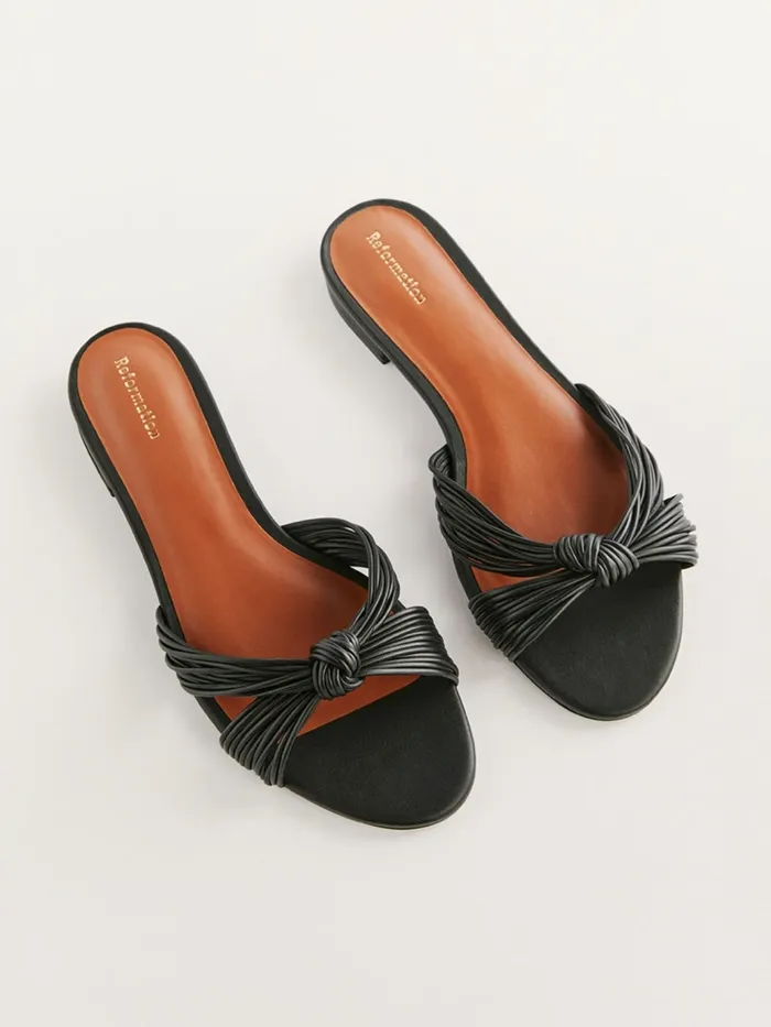 Reformation Sandals Peridot Mignon Knot Flat Sandal Black Leather 8211 Women Reformation Sandals Peridot Mignon Knot Flat Sandal Black Leather 8211 Women