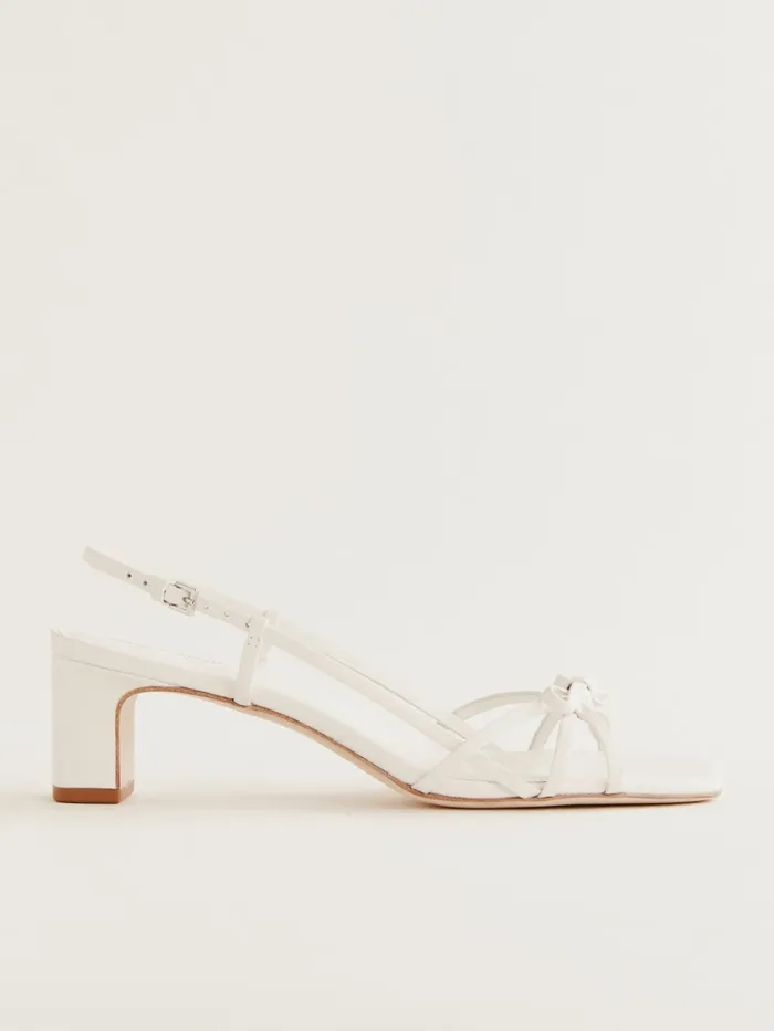 Reformation Sandals Sally Bow Heeled Sandal White Leather 8211 Women Reformation Sandals Sally Bow Heeled Sandal White Leather 8211 Women