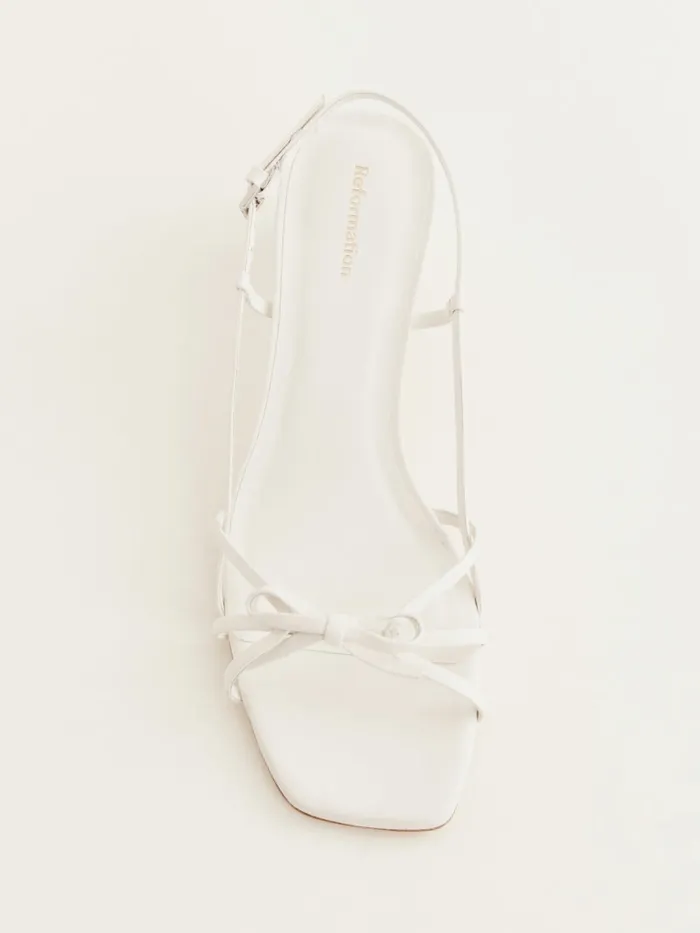 Reformation Sandals Sally Bow Heeled Sandal White Leather 8211 Women Reformation Sandals Sally Bow Heeled Sandal White Leather 8211 Women