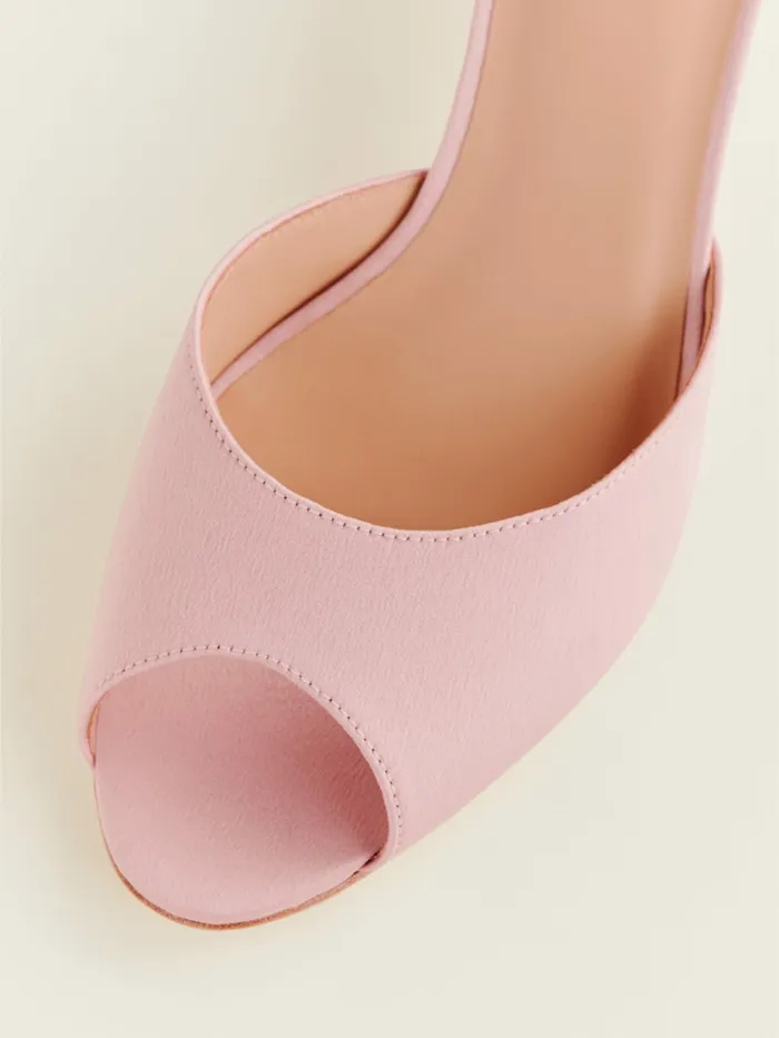 Reformation Sandals Winnie Peep Toe Heeled Mule Seashell Satin 8211 Women Reformation Sandals Winnie Peep Toe Heeled Mule Seashell Satin 8211 Women