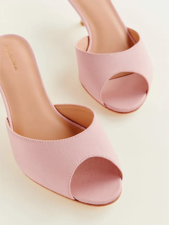Reformation Sandals Winnie Peep Toe Heeled Mule Seashell Satin 8211 Women Reformation Sandals Winnie Peep Toe Heeled Mule Seashell Satin 8211 Women