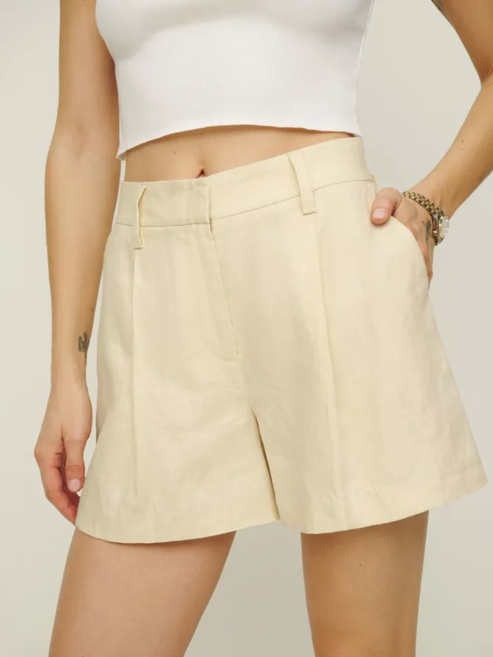 Reformation Shorts Alex Linen Short Sugar 8211 Women
