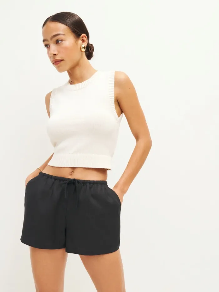 Reformation Shorts Zoey Linen Short Black 8211 Women